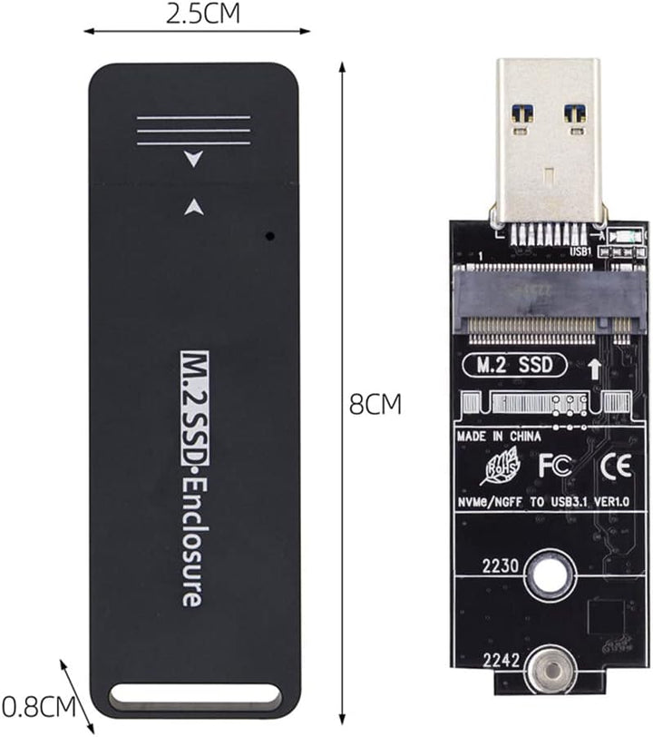Cablecc USB 3.0 bis 2230 2242 M.2 NVMe M-Key NGFF Sata SSD externe PCBA-Falladapter RTL9210B Chipsat