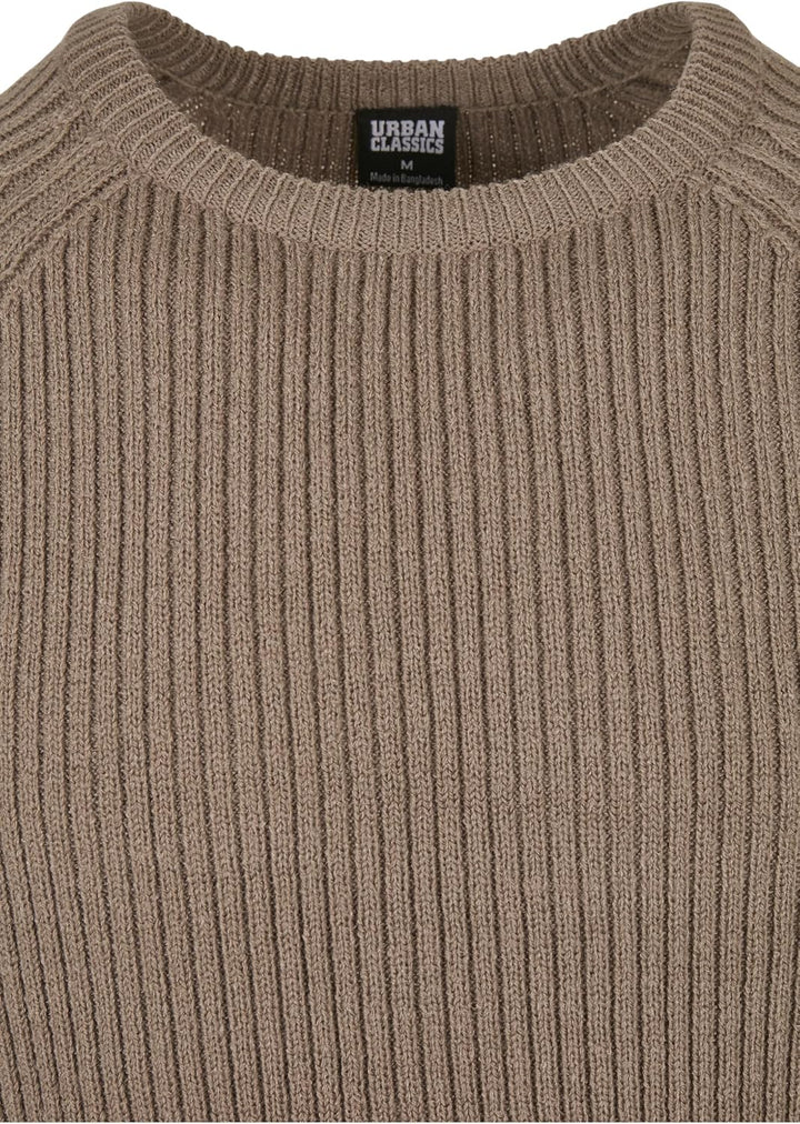 Urban Classics Herren Strickpullover mit Raglan Ärmeln, Rib-Struktur & Rundhals, nahtfreie Schultern