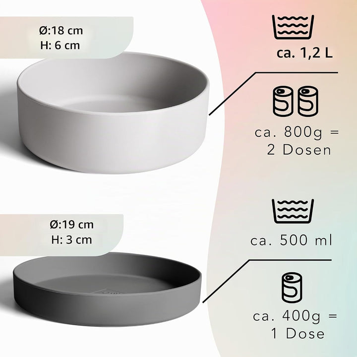 ne&amp;no® Silikon Hundenapf 1200 ml mit Deckel für kleine und mittelgrosse Hunde | im Kühlschrank luftd