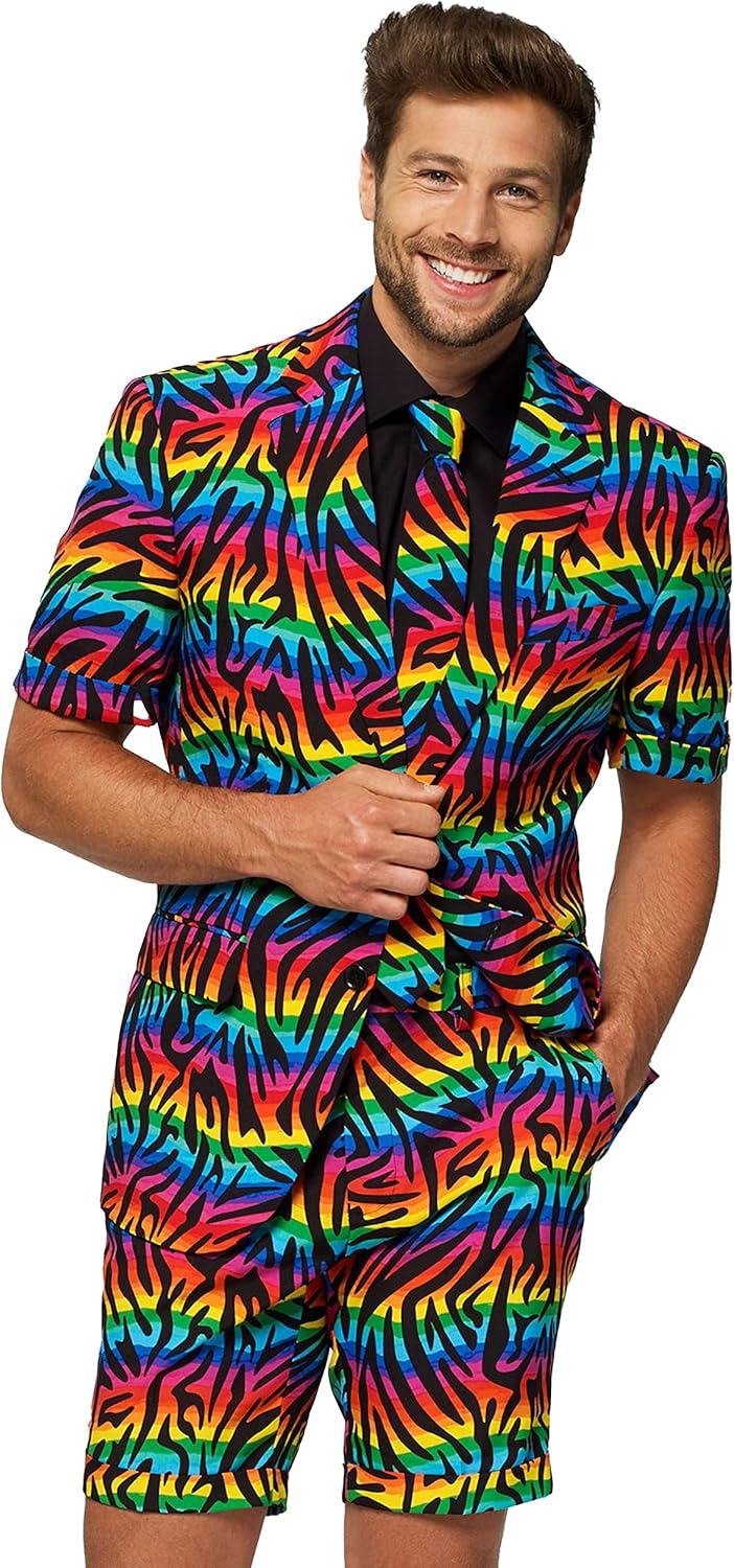 OppoSuits Herren Men Suit Business-Anzug Hosen-Set 58 Wild Rainbow, 58 Wild Rainbow