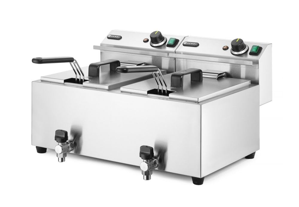 HENDI Fritteuse Mastercook, mit Ablasshahn,Tisch Friteuse, Sicherhetsthermostat, Frittierkorb mit ex