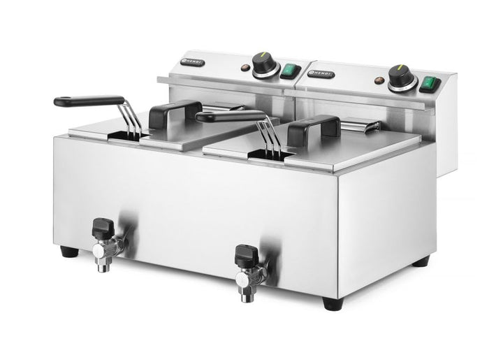 HENDI Fritteuse Mastercook, mit Ablasshahn,Tisch Friteuse, Sicherhetsthermostat, Frittierkorb mit ex