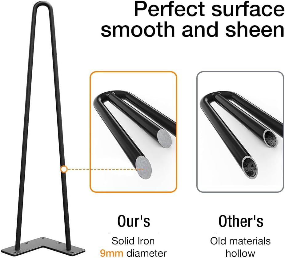 WINSOON 4er Set Haarnadel Tischbeine 40cm Metall Hairpin Legs DIY Tischbeine Möbelfüsse Tischkufen a