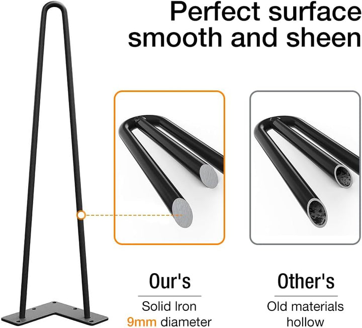 WINSOON 4er Set Haarnadel Tischbeine 40cm Metall Hairpin Legs DIY Tischbeine Möbelfüsse Tischkufen a