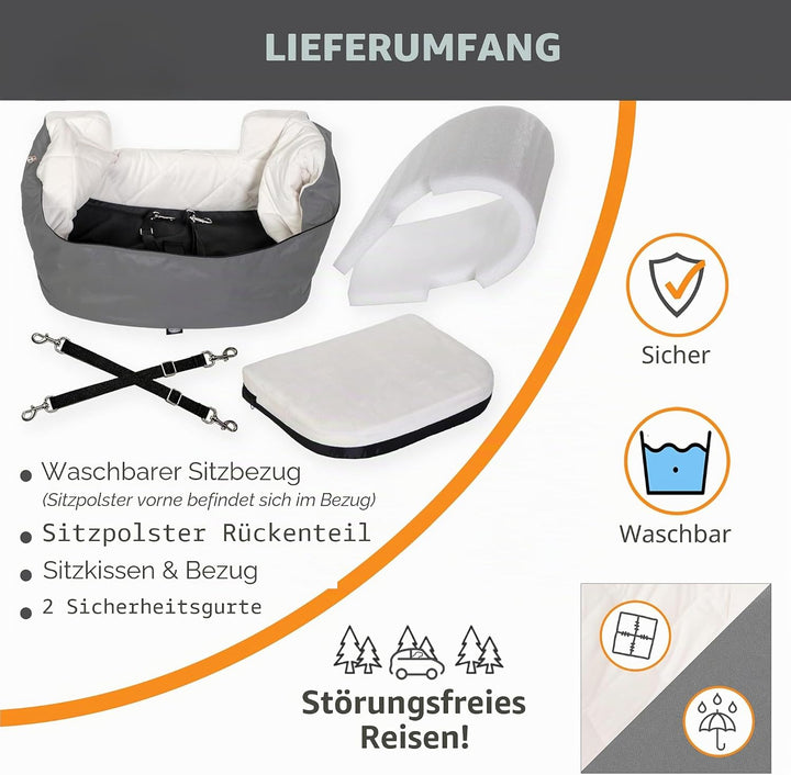 K&H Haustierprodukt Eimer Booster Hundeautositz mit Hundesicherheitsgurt für Auto, waschbarer Kleine