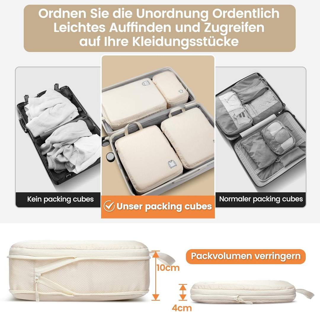 Packing Cubes Compression 8 Stück Koffer Organizer,Wasserdicht PackwüRfel Packtaschen Kompression, T