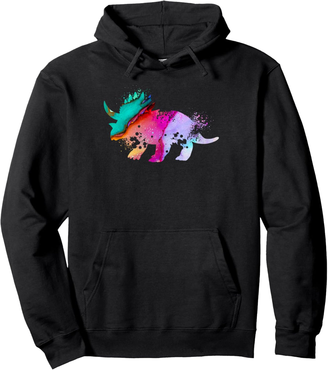 Dino Triceratops Silhouette | Junge Herren Damen Dinosaurier Pullover Hoodie