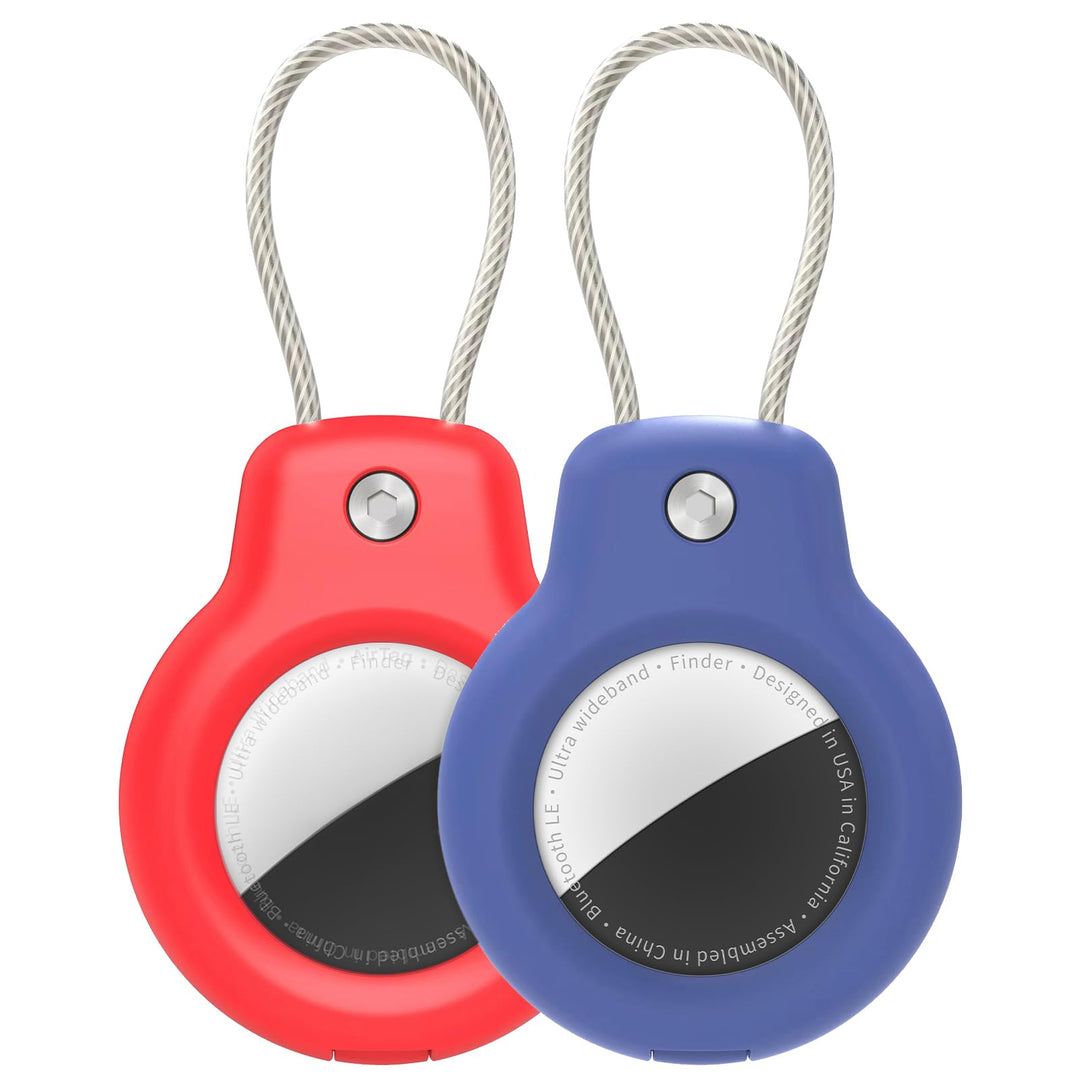 SPGUARD Kompatibel mit Apple AirTag Anhänger Secure Halter mit Kabel, 2er Pack Air Tag Lock Case Sch