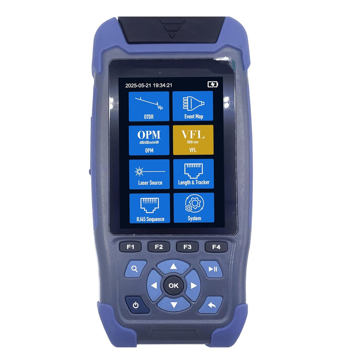 Elfcam® - OTDR für FTTH, 24dB/22dB 1310nm/1550nm, Tragbares 4 in 1 OTDR + VFL+ OPM + OLS, OTDR Glasf