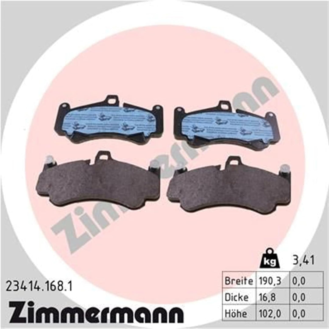 ZIMMERMANN 23414.168.1 Serie Bremsbeläge, vorne, inklusive Platte dämpfend, Gewichte von Ausgleich