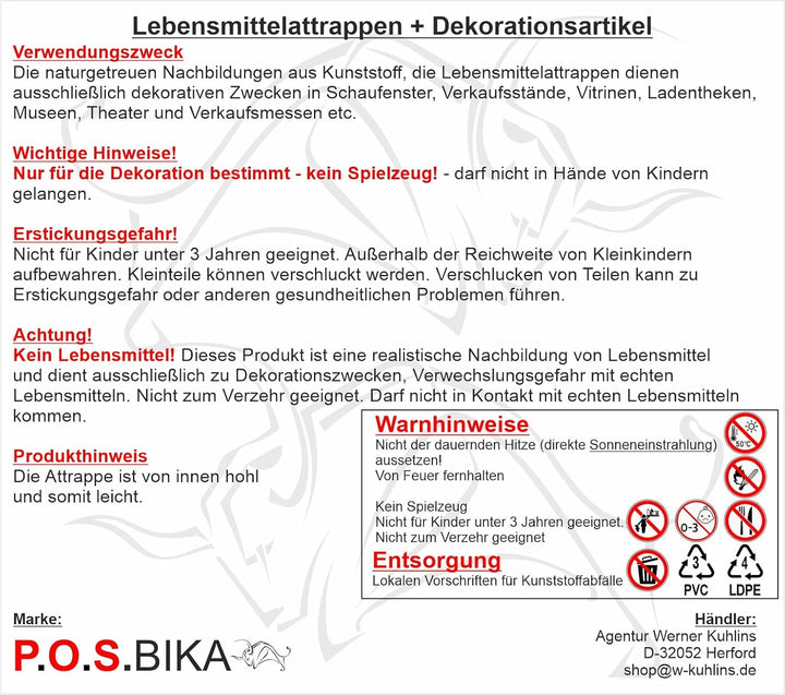 3 Deko-Croissants - Attrappe aus Kunststoff für Kaufladen Schaufenster Bäckerei Konditorrei Patisser