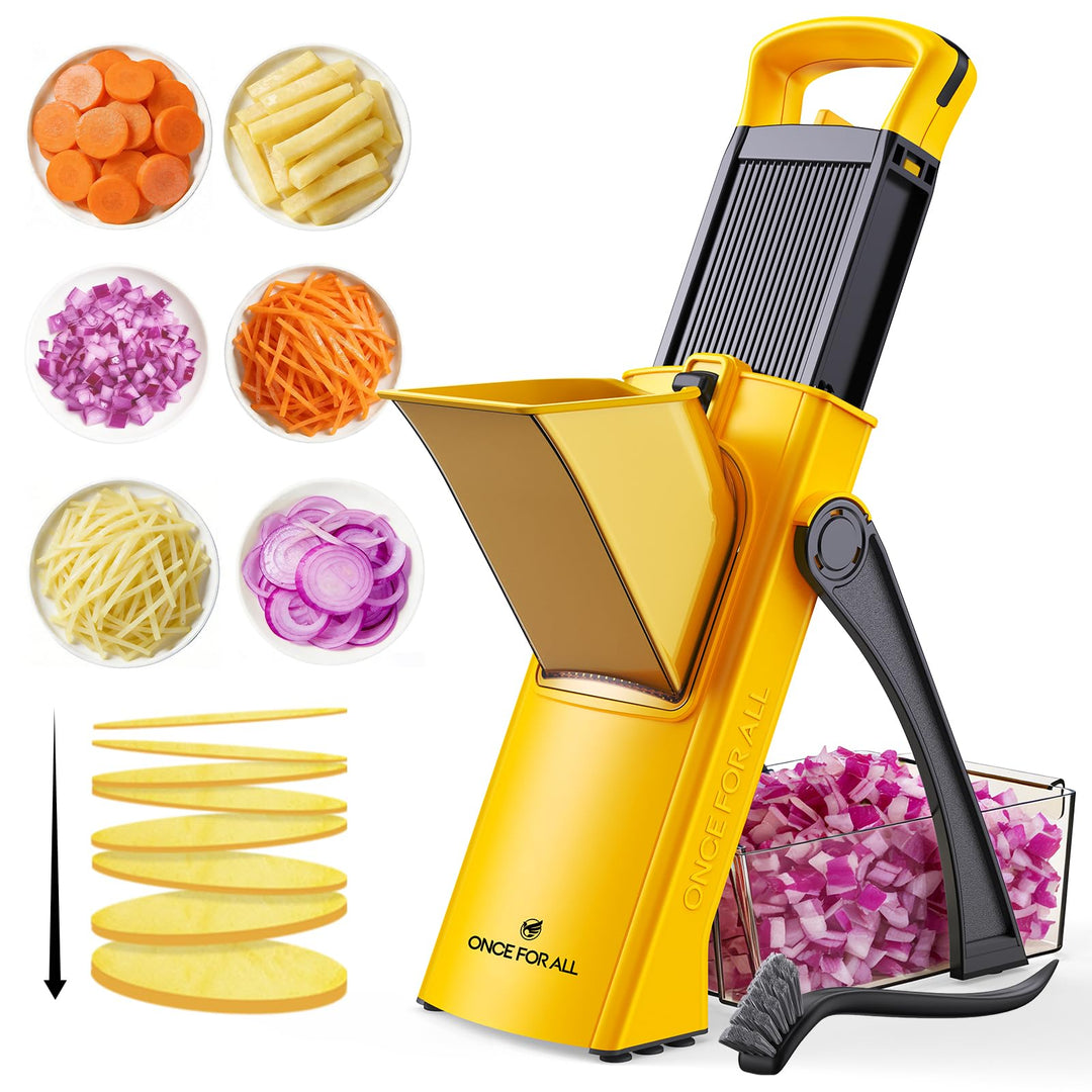 ONCE FOR ALL Gemüseschneider mit Auffangbecken, Gemüsehobel ideal als Pommesschneider & Kartoffelsch