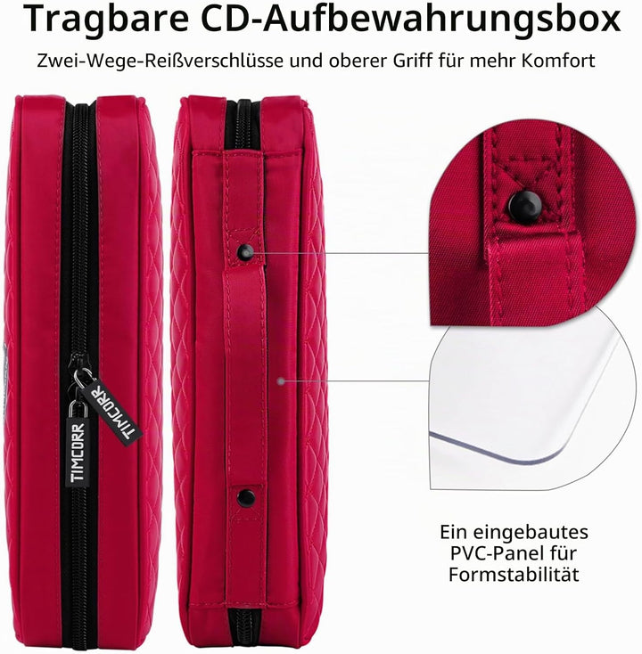 TIMCORR CD-Hülle, DVD-Halter, Aufbewahrung: 160 DVD-Hüllen, Organizer, tragbare Brieftaschen-Aufbewa