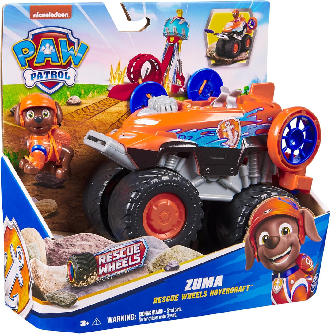 PAW PATROL Rescue Wheels - Zumas Monstertruck Fahrzeug mit Geschoss-Abwurf und Zuma Hundefigur, Spie