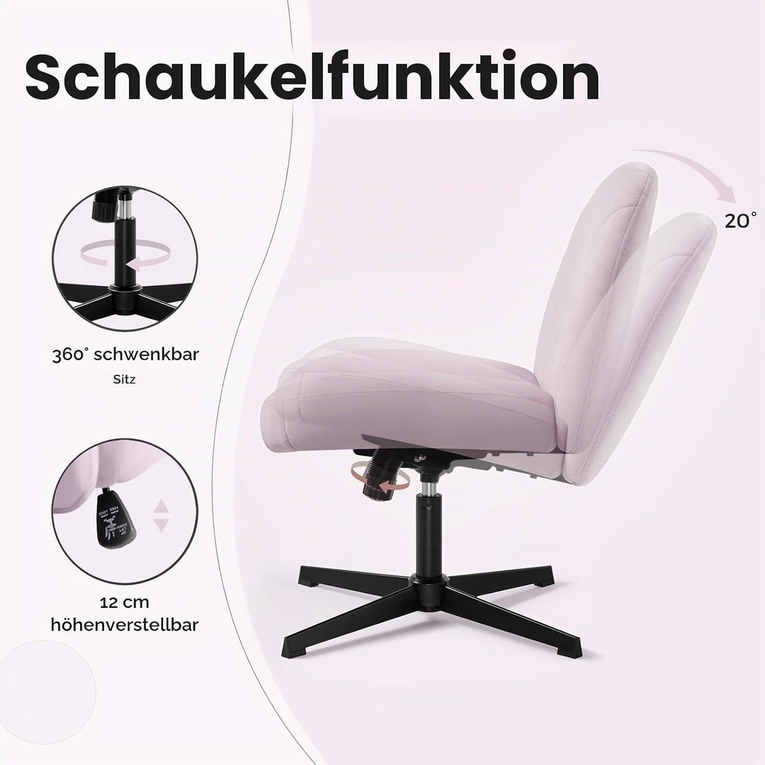 IWMH Bürostuhl ohne Armlehnen, Höhenverstellbar Drehstuhl ohne Rollen, Schreibtischstuhl mit Stoffpo