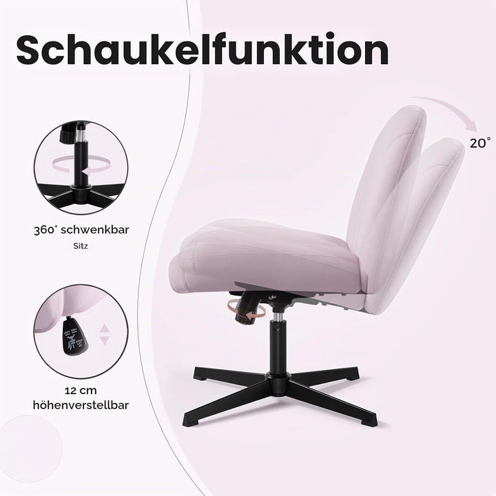 IWMH Bürostuhl ohne Armlehnen, Höhenverstellbar Drehstuhl ohne Rollen, Schreibtischstuhl mit Stoffpo