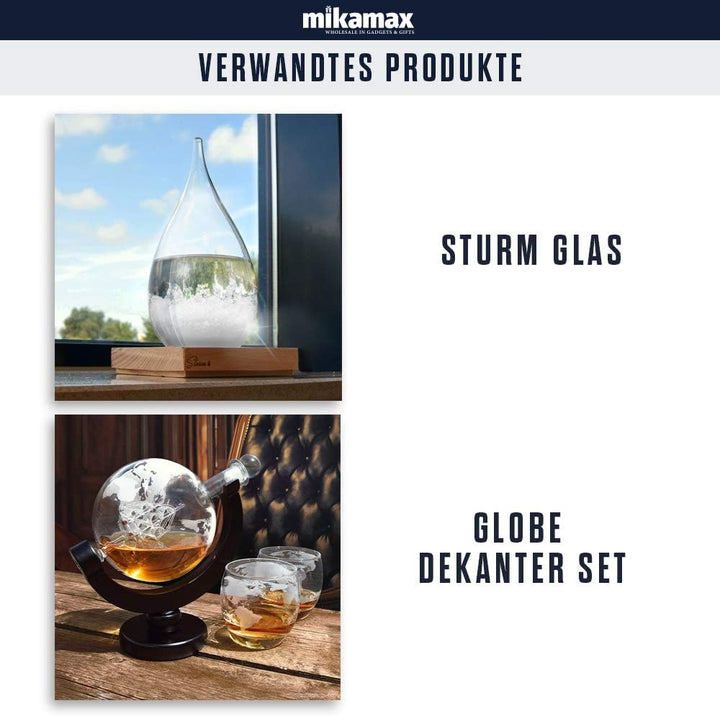 MikaMax - Storm Glass Globe - Wettervorhersage Globus - Wetterglas - Barometer - 19 x 15 x 10 cm - O