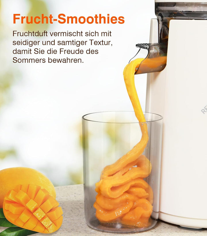 Zasmira Entsafter, Entsafter Slow Juicer mit hohem Drehmoment und 120MM-Einfüllschacht, Kein Vorschn