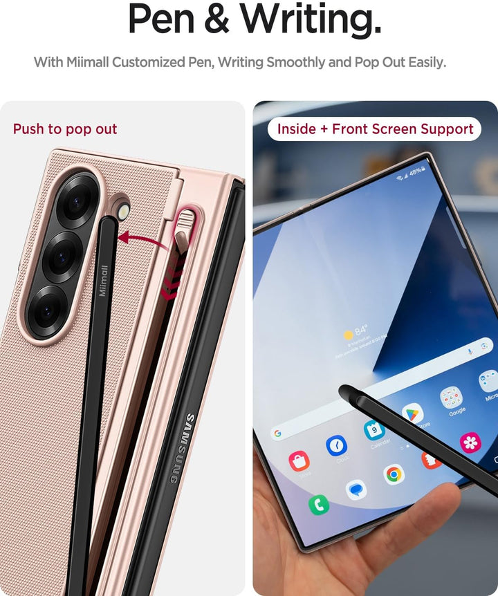 Miimall Kompatibel mit Samsung Galaxy Z Fold 6 Hülle mit S-Pen & Stifthalter, [HD Displayschutz] Ult