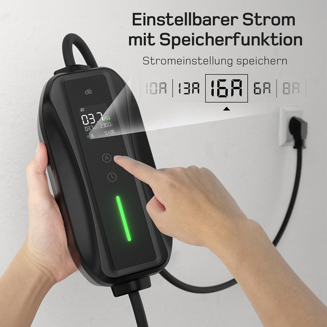 dé Typ 2 Ladekabel Schuko 3,68kW[1-phasig, 6m, 6-16A], EV Chargers mit Steuerbarer Digitalanzeige fü
