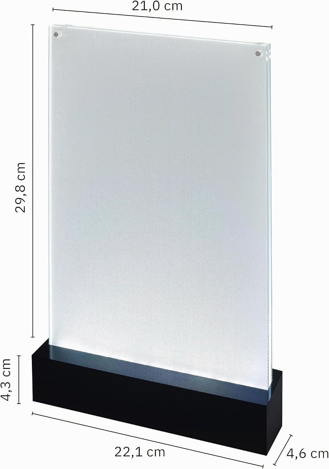 SIGEL TA420 Beleuchtbarer LED-Tischaufsteller für DIN A4, glasklar/schwarz, Acryl, DIN A4