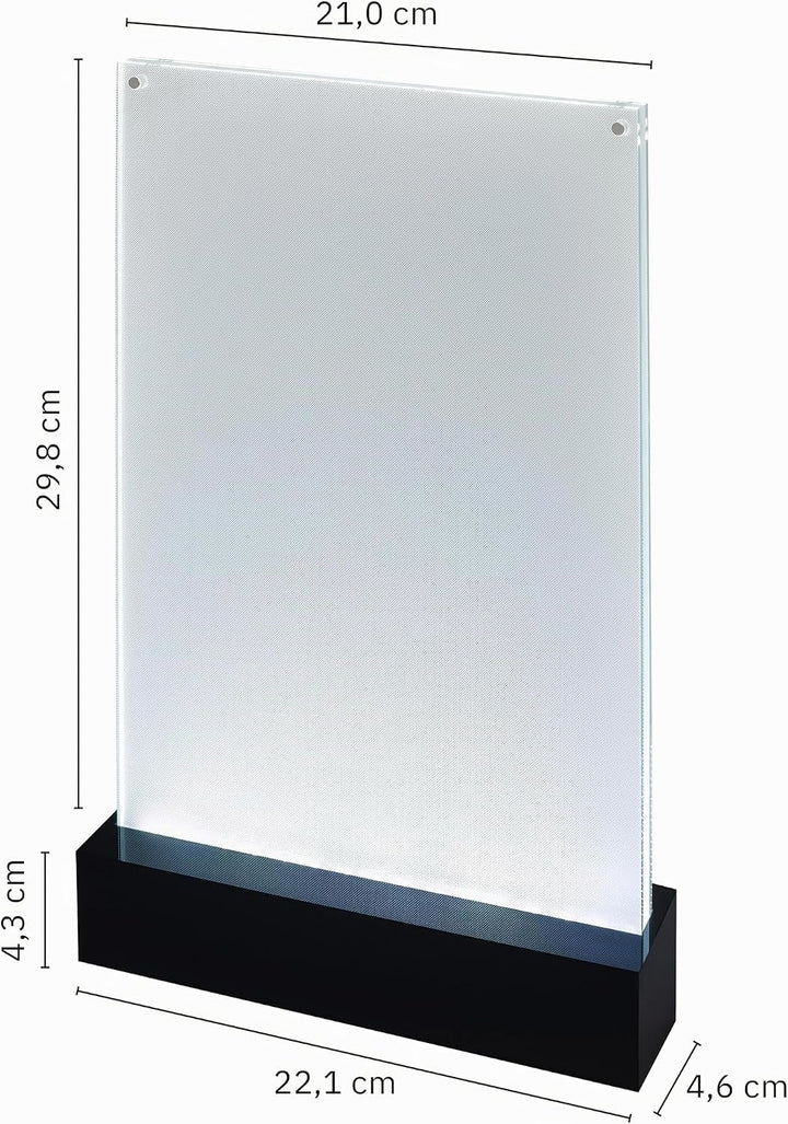 SIGEL TA420 Beleuchtbarer LED-Tischaufsteller für DIN A4, glasklar/schwarz, Acryl, DIN A4