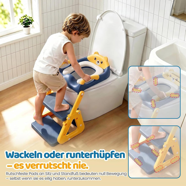 Orzbow Toilettensitz Kinder mit Treppe, Stabil Kinder Toilettensitz mit Dreiecksstruktur, Verlängert