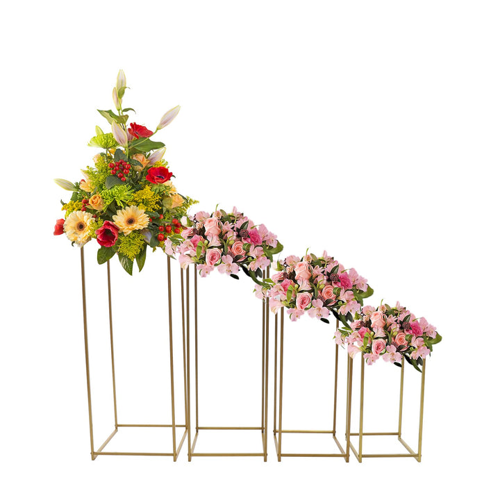 4 Stück Blumensäule Metall Hochzeitsvase Blumensäule Quadratisch Pflanzensäule Dekosäule Blumenhocke