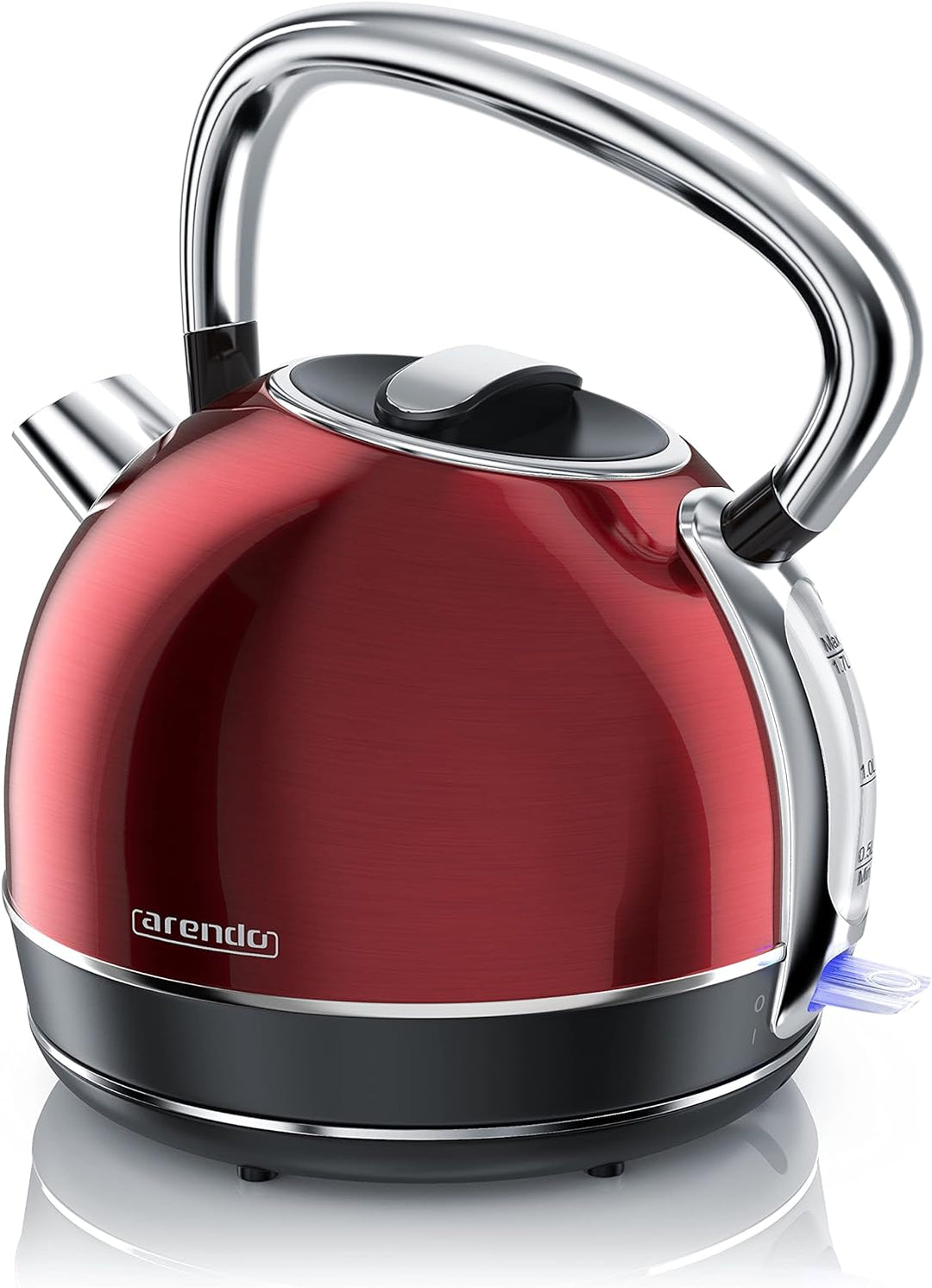 Arendo - Wasserkocher Retro Edelstahl Teekessel im Vintage Style - max. 2200 Watt - austauschbarer K
