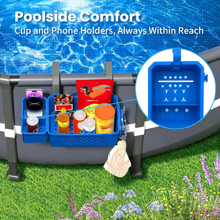 Pool Aufbewahrungskorb Set inklusive Kunststoff Pool Korb Pool Getränkehalter Hot Tub Zubehör Multif