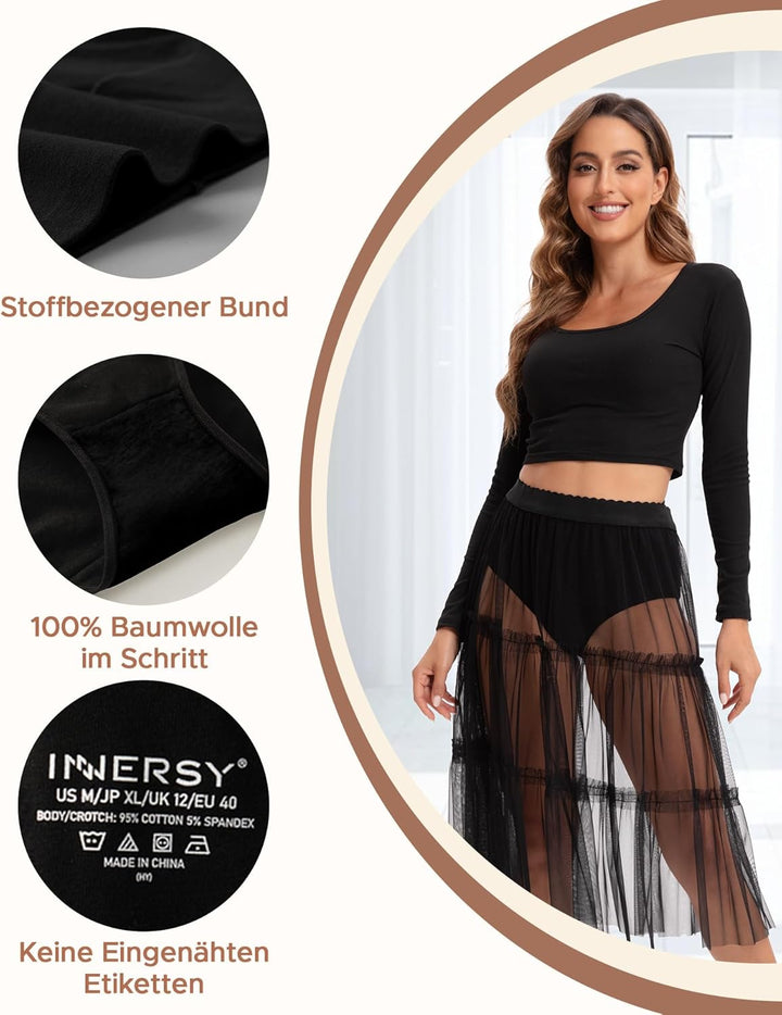 INNERSY Unterhosen Damen Baumwolle Stretch Slips Hohe Taille Weiche Unterwäsche Frauen 5er Pack XS S