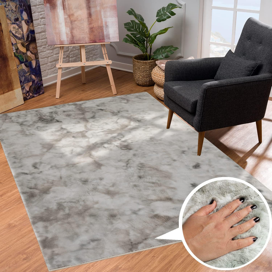 payé Teppich Wohnzimmer Hochflor - Beige - 120x170cm - Kuschelig Super Soft Weich Touch - Schlafzimm