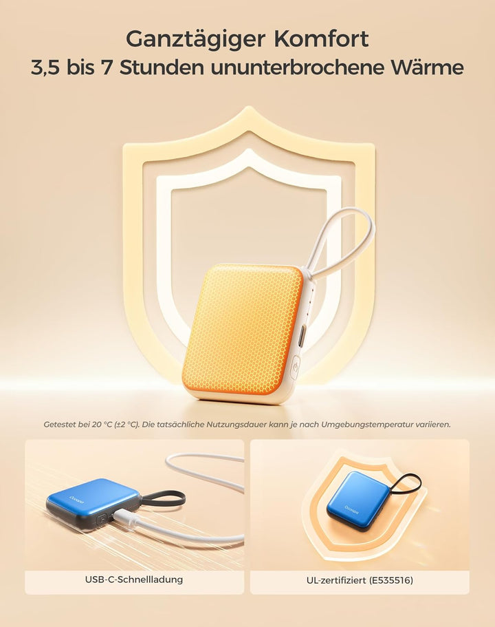 OCOOPA Handwärmer Elektrisch 2er Set, 3 Stufen Wärme, Schnelles Aufheizen, 4000mAh Taschenwärmer Wie