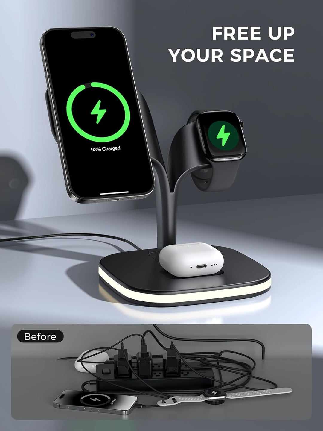 3 in 1 Ladestation für Apple Watch und iPhone mit Magsafe Ladegerät Magnetisch für iPhone 17 Air 16