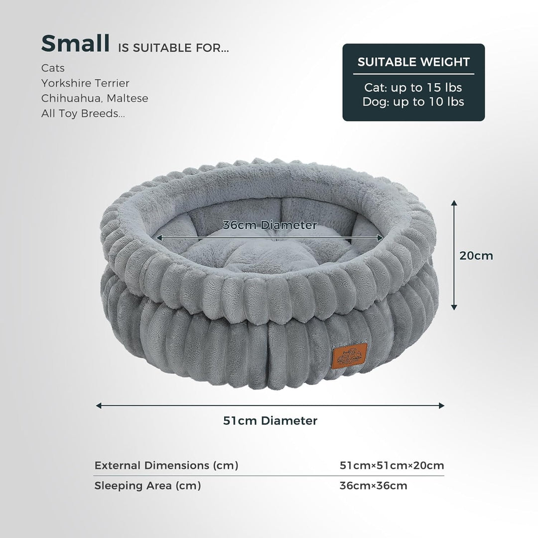 PAWZ Road Katzenbett waschbar, Hundebett kleine Hunde, Rundes, Flauschiges Katzenkissen, Katzenschla