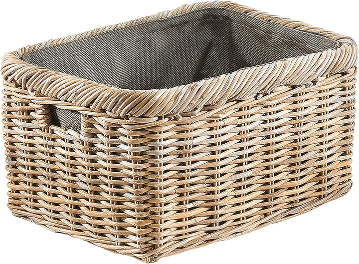 Kobolo Kaminholzkorb Holztrage für Kaminholz - Rattan Kubu grau - Textileinsatz, Grau