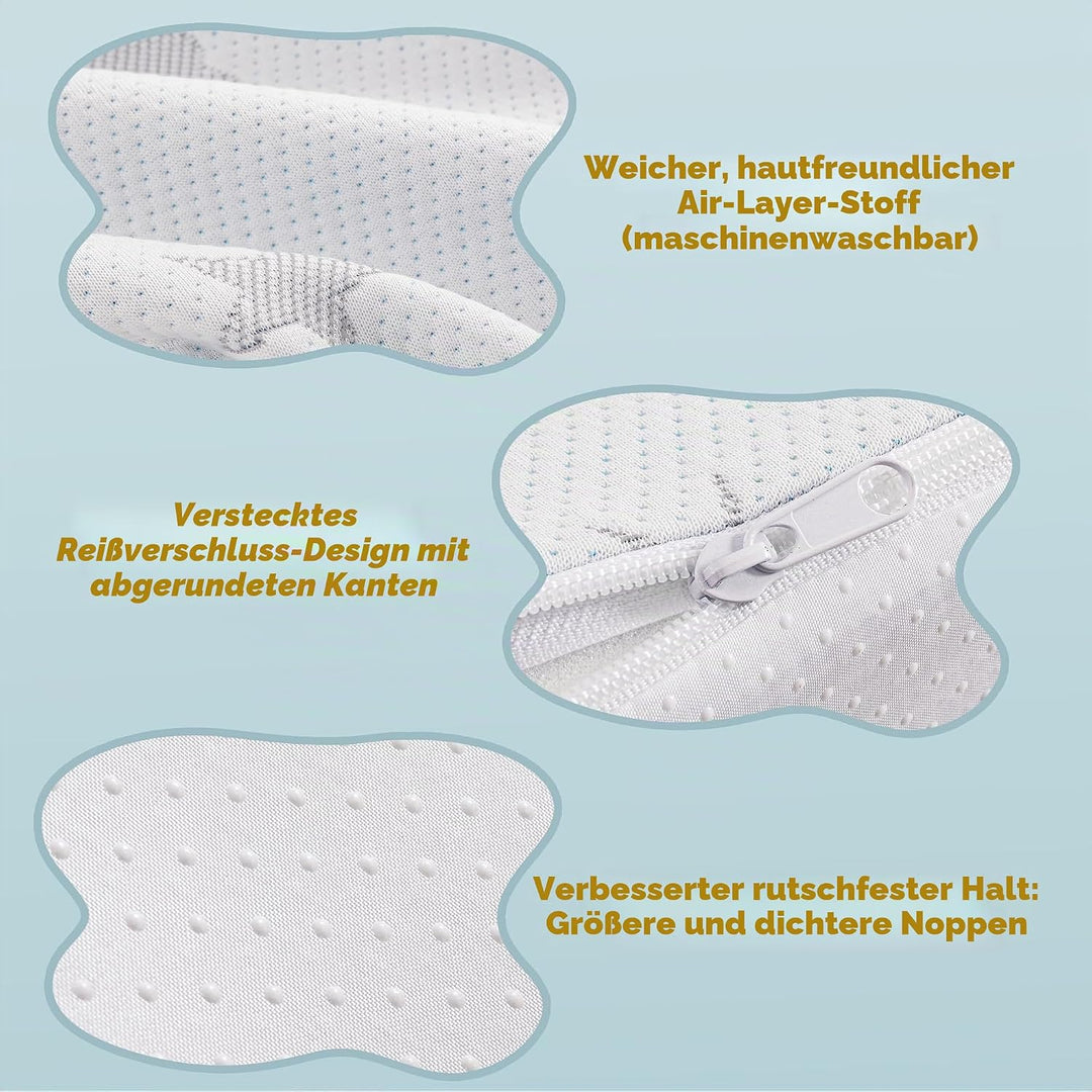 Rausfallschutz Kinderbett - Halb-Wassertropfen Schaumstoff-Schutz, Anti-Rutsch-Grip, Air-Layer-Bezug