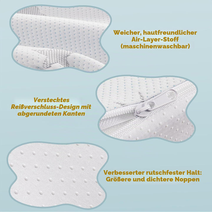 Rausfallschutz Kinderbett - Halb-Wassertropfen Schaumstoff-Schutz, Anti-Rutsch-Grip, Air-Layer-Bezug