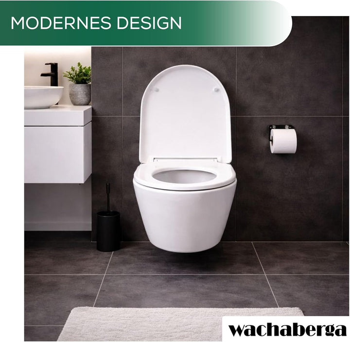 Toilettendeckel D Form mit Absenkautomatik, abnehmbarer Toilettensitz Duroplast, Klodeckel Softclose
