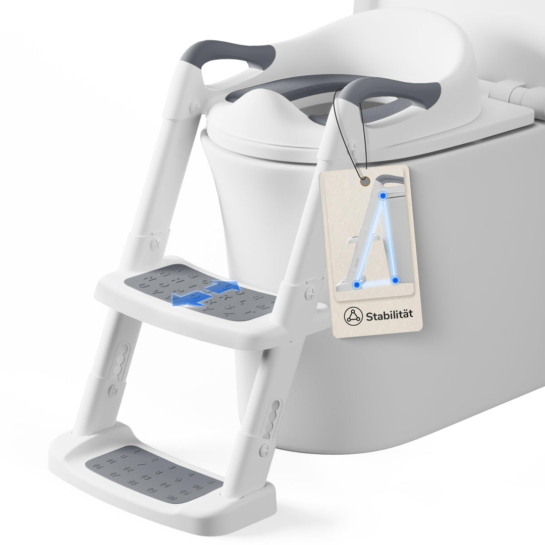DEANIC Toilettensitz Kinder mit Treppe, Töpfchen mit Leiter &PU Gepolstert, Toilettenaufsatz für Kin