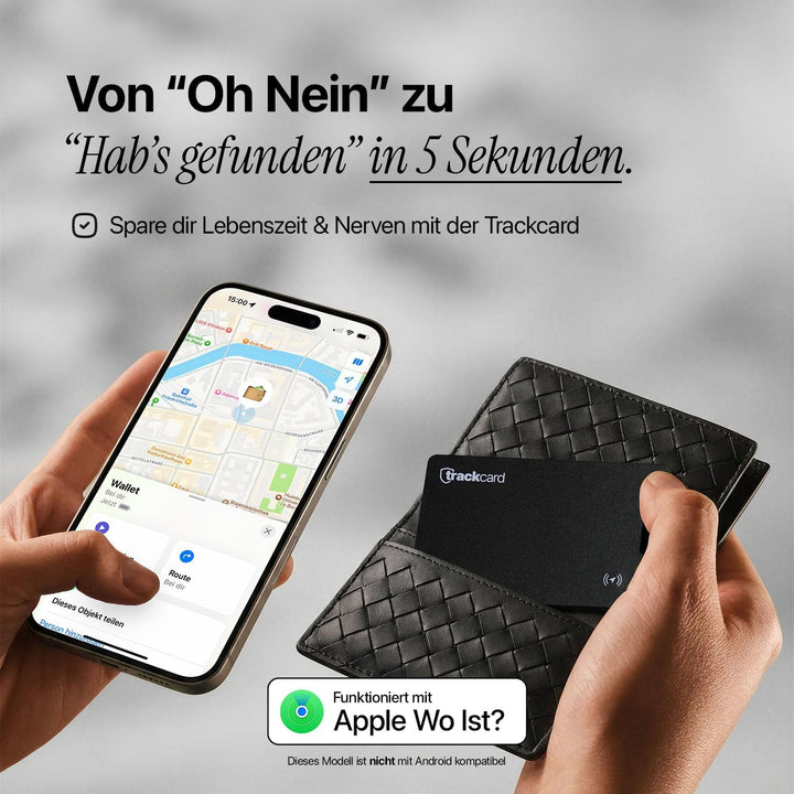 TRACKCARD® die Air Tag Karte im Kartenformat für die Brieftasche | Wiederaufladbar, smart & wasserdi