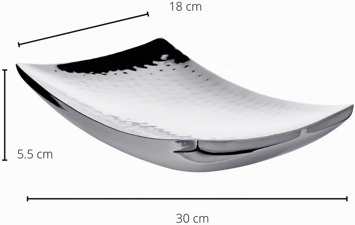 EDZARD Schale Dallas (30 x 18 cm) rechteckig, Edelstahl gehämmert hochglanzpoliert, Dekoschale, Obst