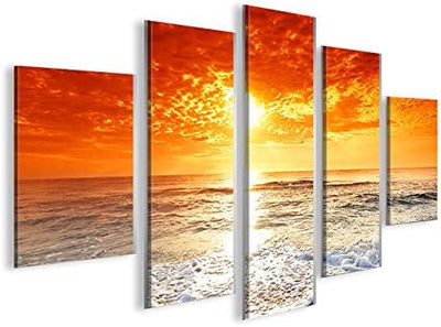 islandburner Bild Bilder auf Leinwand Sonnenuntergang am Meer Feng Shui MF XXL Poster Leinwandbild W