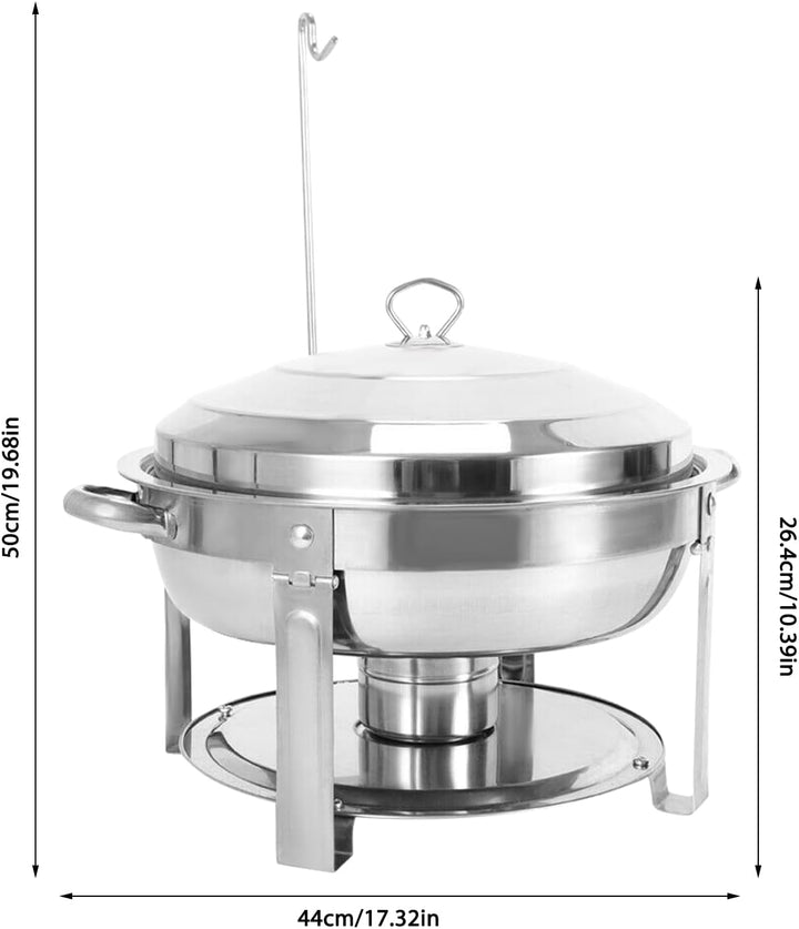 7,5L Edelstahl Chafing Dish, Runder Speisewärmer 360mm, Runde Edelstahl Chafing Dish mit Deckel, Pro