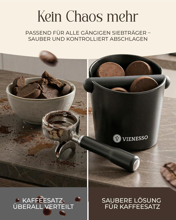 Abklopfbehälter für Siebträger | geräuschdämpfende Espresso Knock Box für Kaffeesatz – rutschfester