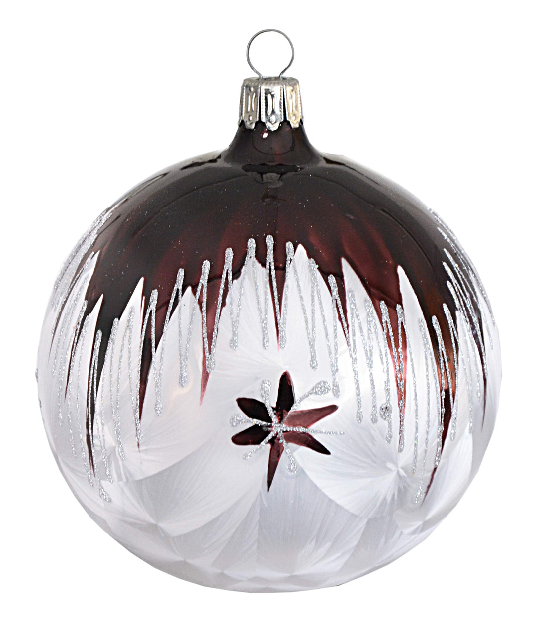 Christbaumkugel weiss/Bordeaux 6cm