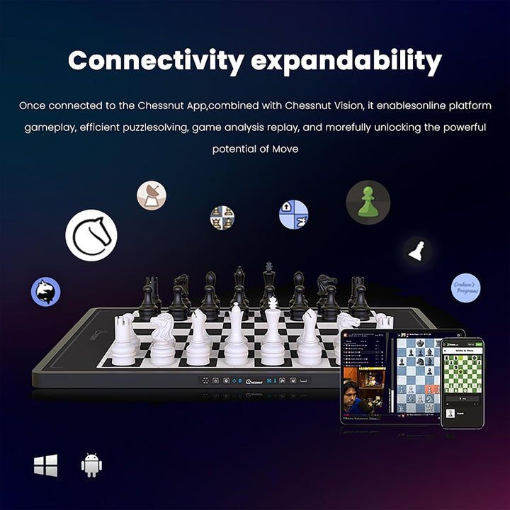 Chessnut Move Roboter-Schachbrett mit voller Stückerkennung, automatisierter Stückbewegung, Sprachst