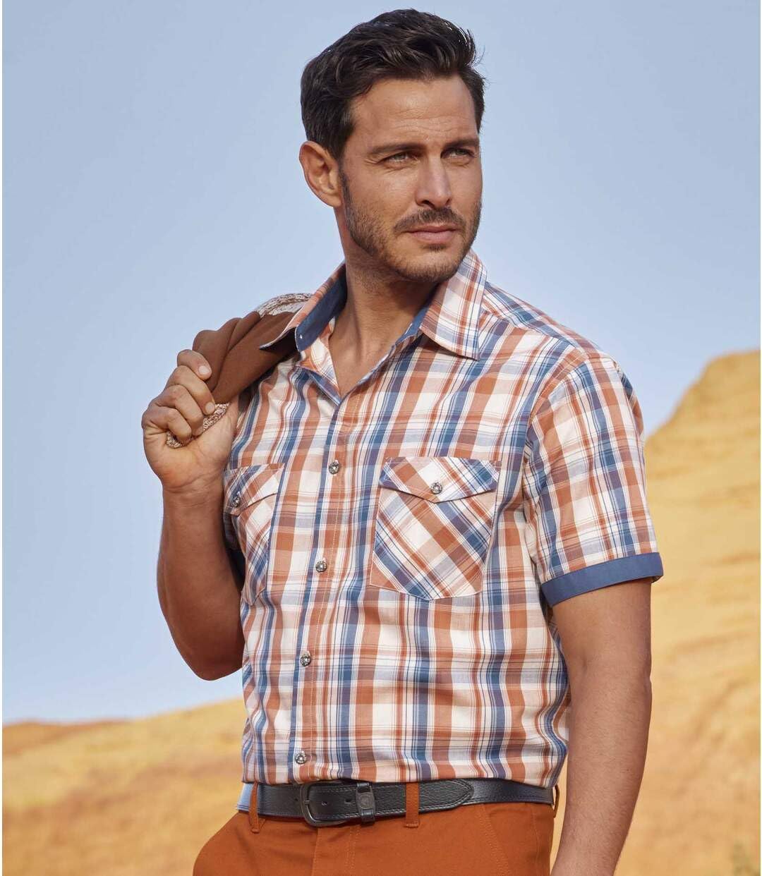 ATLAS FOR MEN - Herrenhemd - Kurze Ärmel - Verfügbar in grossen Grössen von M bis 5XL M Karos in Zie