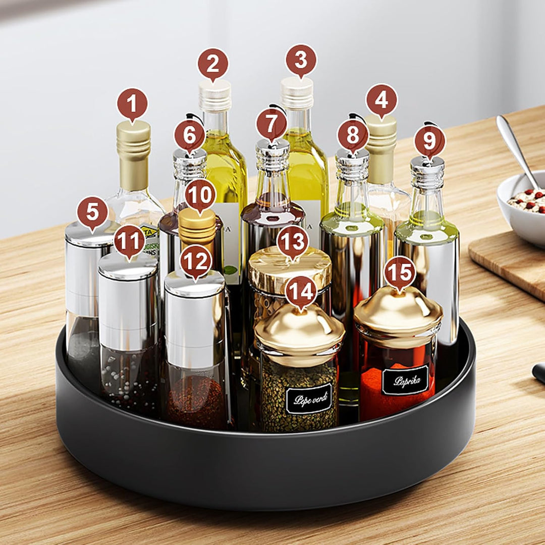 Lazy Susan Drehteller Organizer,30cm Drehbares Gewürzregal aus Kohlenstoffstahl Küchen Drehteller Sc