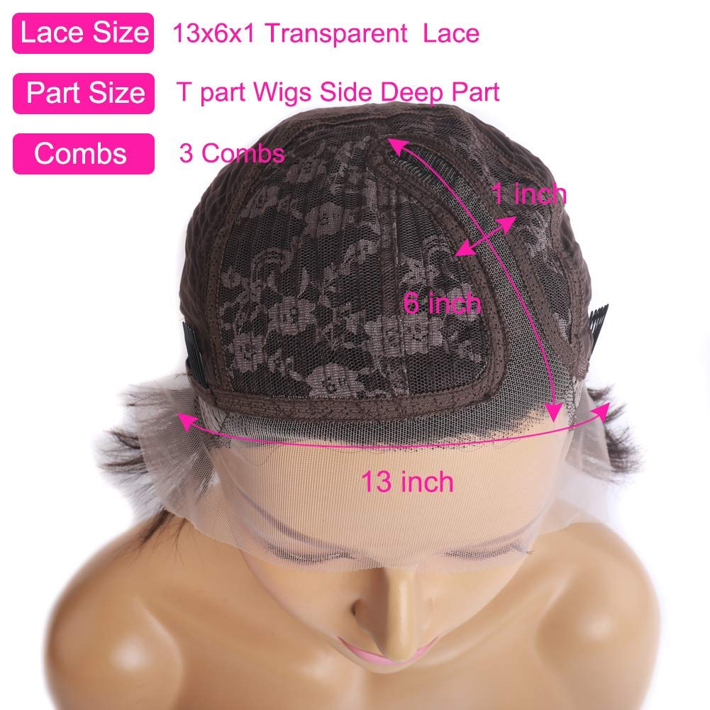 BELE Pixie Cut Bob Wig Short Straight Hair Lace Front Bob Wigs 8 inch T Part 13x6x1 Lace Front Wigs